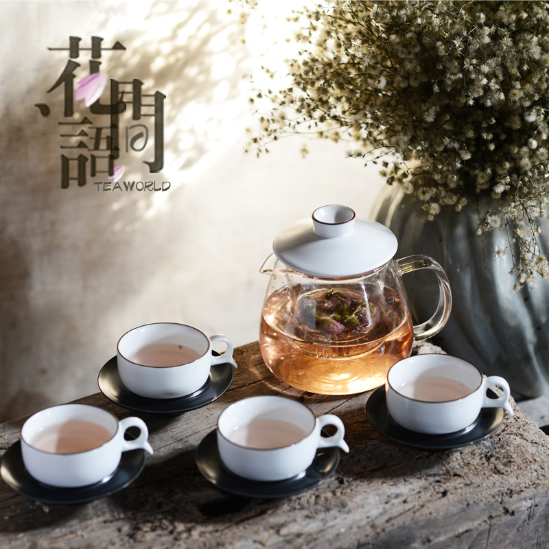 陶瓷玻璃茶具套装 透明耐热水果花茶壶花茶杯花草茶具整套茶具