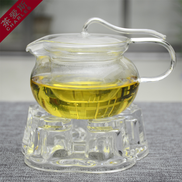茶爱斯 加厚防烫玻璃压把壶 玻璃茶具耐热花茶泡茶壶沏茶玻璃壶