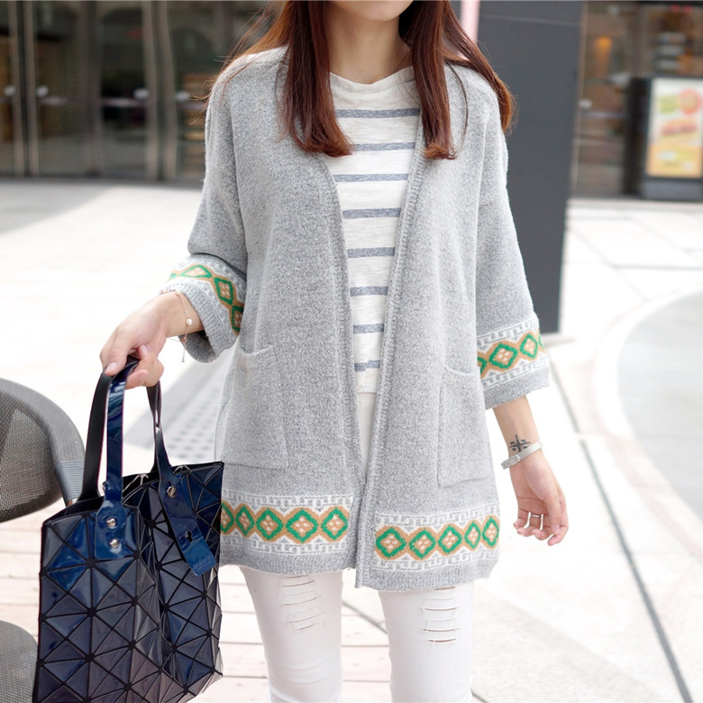 2015秋季新款时尚潮流韩版中长款毛针织衫女外套