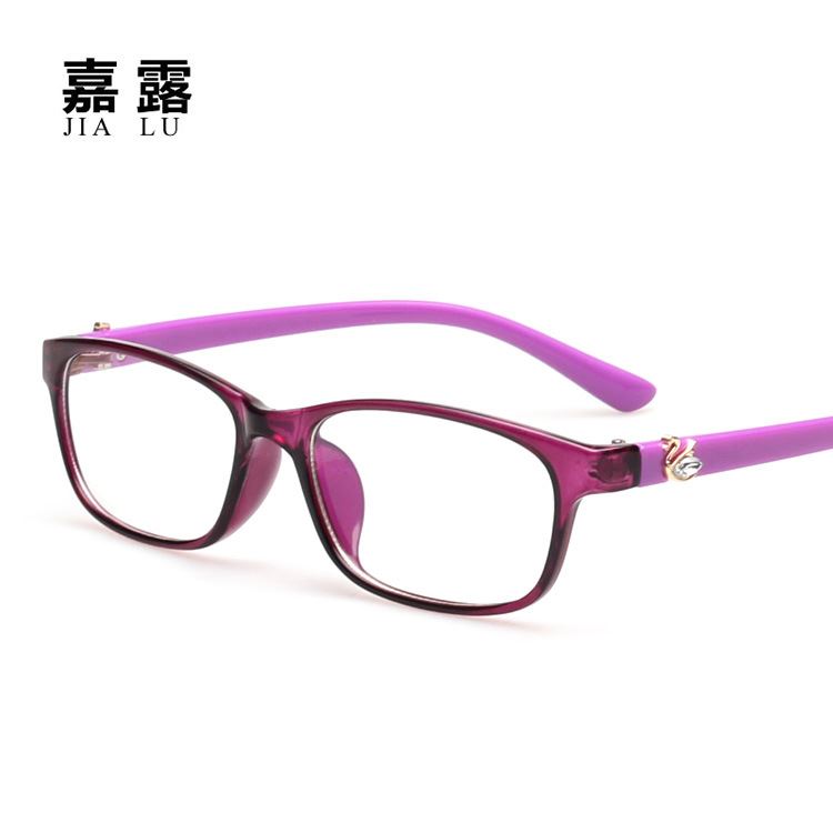新款时尚镶钻品牌眼镜框小天鹅装饰眼镜UV400平光架 可配近视镜