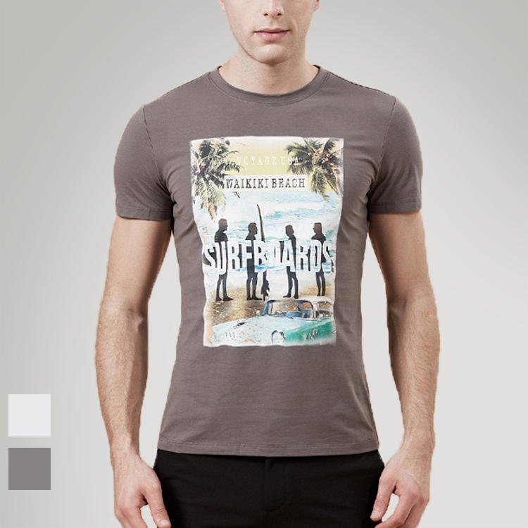 欧洲站男士夏季新款高端丝光棉数码3D印花短袖T恤欧美修身韩版T恤