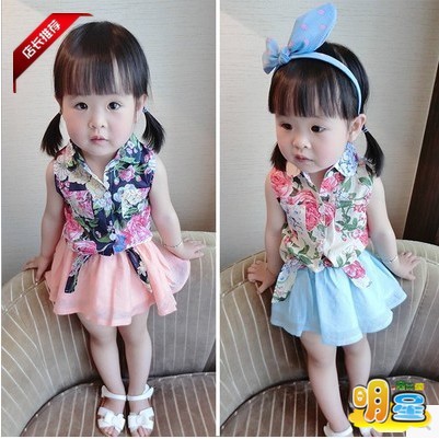 1-2-3-4岁女童夏装2015新款一岁半女宝宝两件套装婴幼儿童装裙子