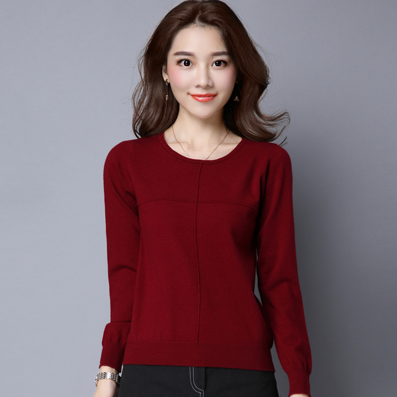益含2016秋季新款女装韩版修身显瘦套头针织毛衣打底衫长袖上衣