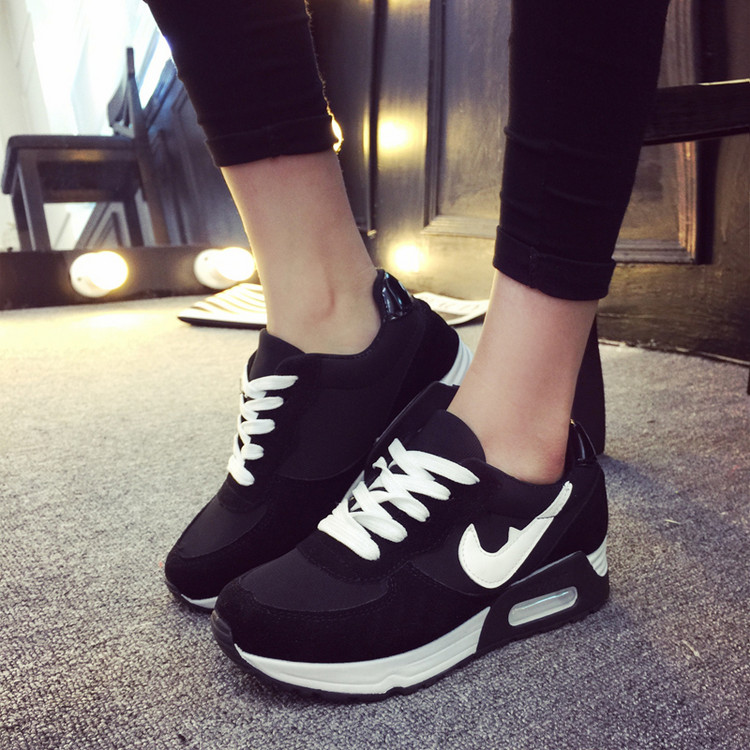 2015秋季新款韩版潮黑色低帮休闲运动鞋女鞋平底透气学生跑步鞋
