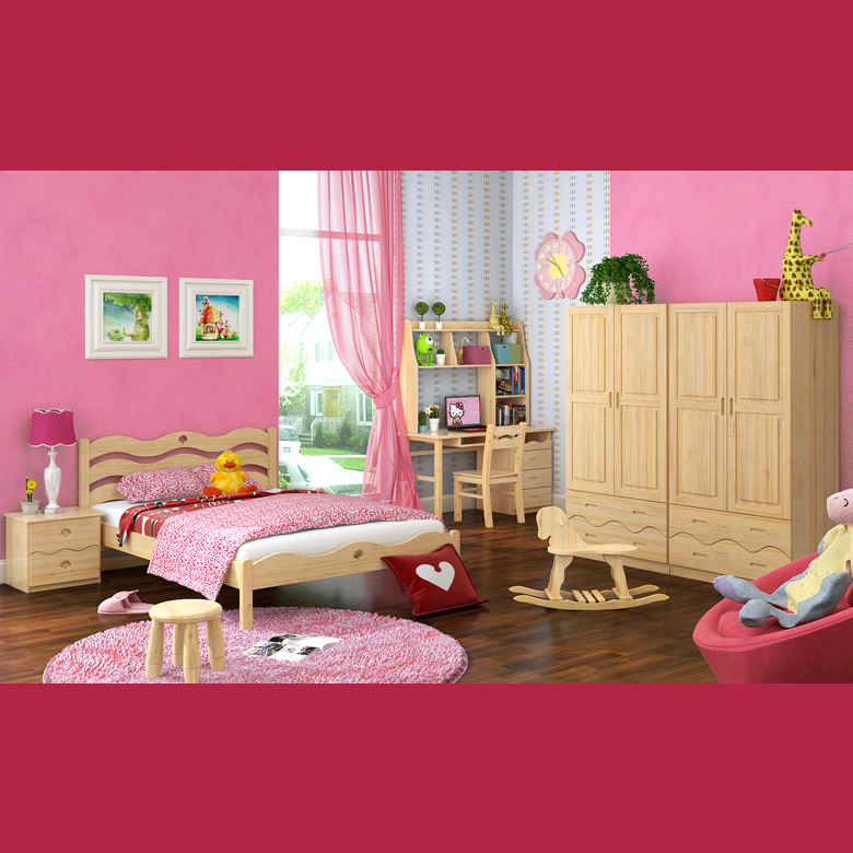 实木儿童套房家居  家具床 床头柜 衣柜组合 公主系列套房家具