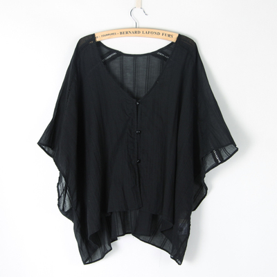 厂家清仓 100%日本单舒适全棉蝙蝠衬衫防晒休闲宽松夏款女装两色