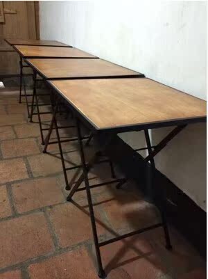促销工业复古折叠式中餐厅庭院实木小方桌酒吧咖啡厅户外桌椅定做