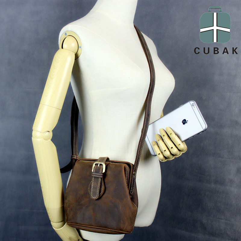 CUBAK原创设计 真皮女包斜挎包迷你复古休闲小包包手工牛皮医生包