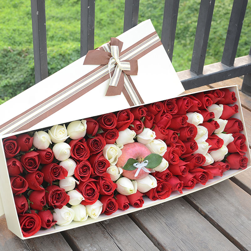 IOU红玫瑰巧克力礼盒鲜花速递临沂市区临沂兰山区内花店送花 99朵