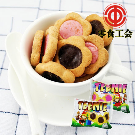 泰国原装进口 儿童零食glico格力高teenie巧克力/草莓夹心饼干45g