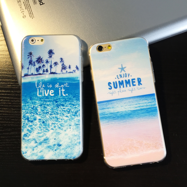 沙滩大海 iphone6手机壳 TPU软壳 苹果6plus 5s个硅胶套 全包防摔