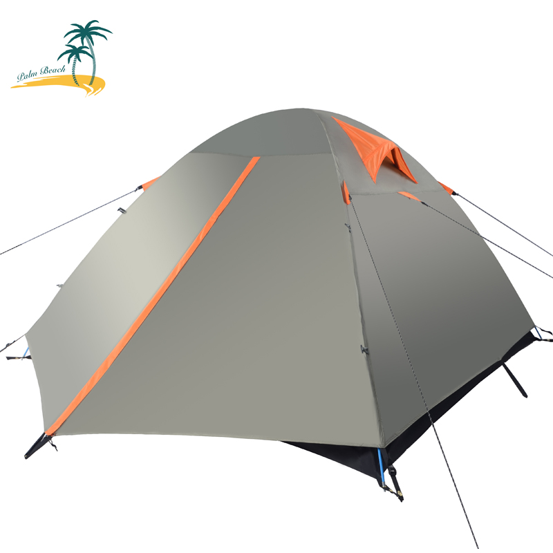 棕榈滩户外3-4人双层帐篷户外双人野营帐篷露营防暴雨多人帐篷