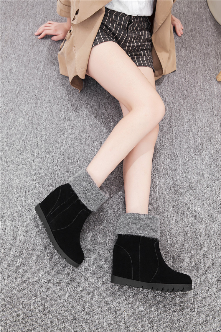 2015冬季新款磨砂皮女短靴真皮厚底靴子平底中筒靴大码女棉鞋