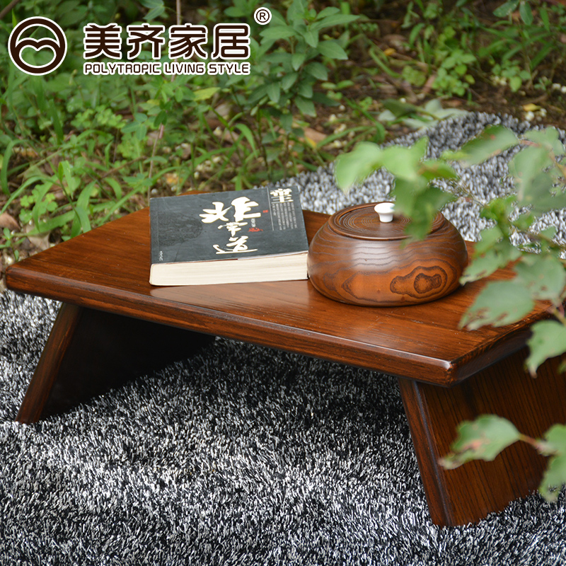 美齐原木飘窗小桌子茶几中式日式实木榻榻米炕桌床上电脑矮学生桌