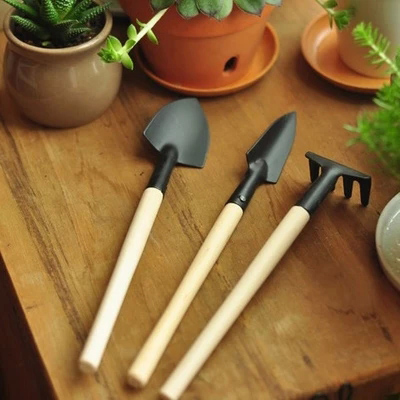 居家迷你园艺用品 铲耙锹三件套 家庭种植松土锄草 种养花工具