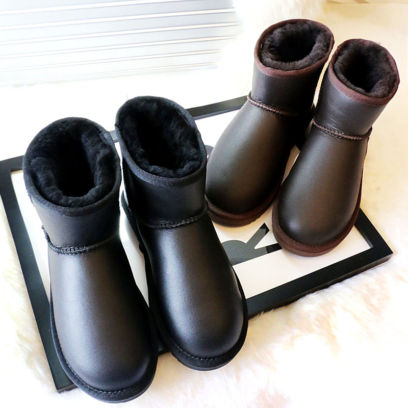 澳洲A级羊皮毛一体雪地靴5854金属防水款短靴女靴子保暖低筒靴