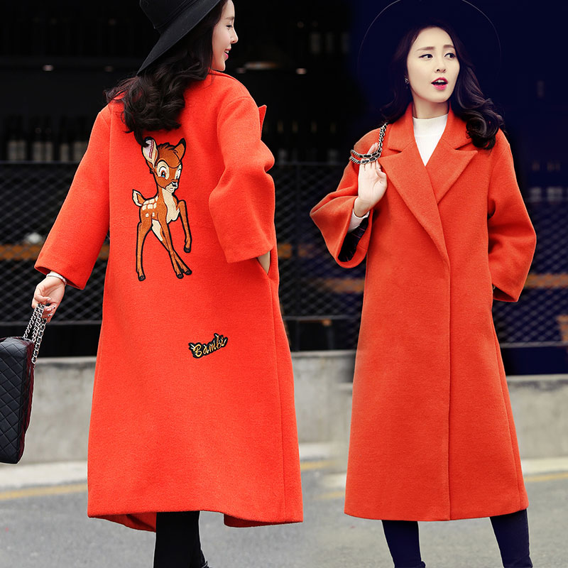 2015新款韩版潮流气质过膝羊毛保暖加厚气场长款大衣