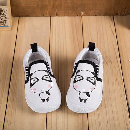 2015新品熊猫男女儿童帆布鞋韩版低帮单鞋幼儿园套脚小白鞋童球鞋