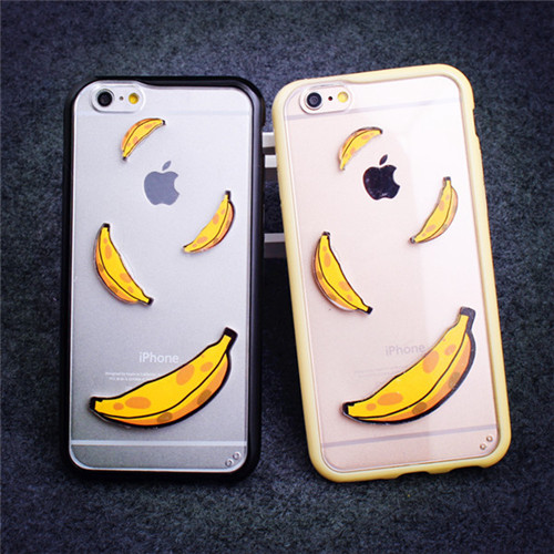 韩国ulzzang原宿软妹香蕉亚克力猫手机壳透明苹果iphone5s6plus
