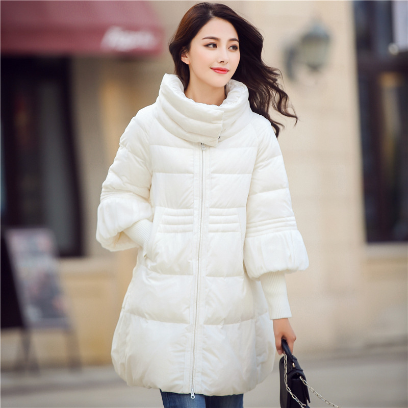 2015新款高领羽绒棉服女中长款A字斗篷型加厚韩版冬装显瘦外套