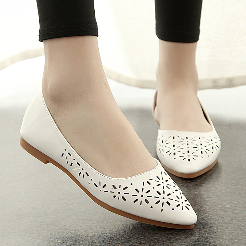 2015夏季新款韩版甜美镂空平跟尖头浅口欧美英伦风平底鞋女式单鞋