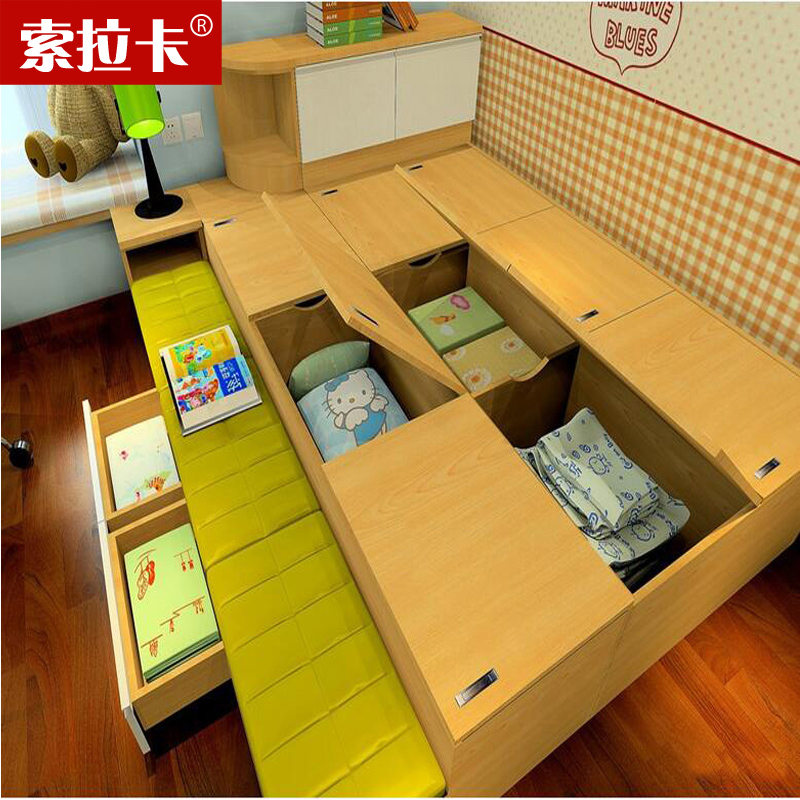 上海定制儿童卧室榻榻米地台定做床升降桌整体衣柜书柜书桌组合