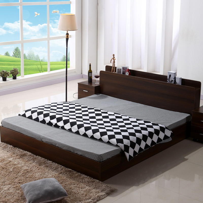 榻榻米床 简约现代板式双人床宜家风格小户型婚床1.5米、1.8米床
