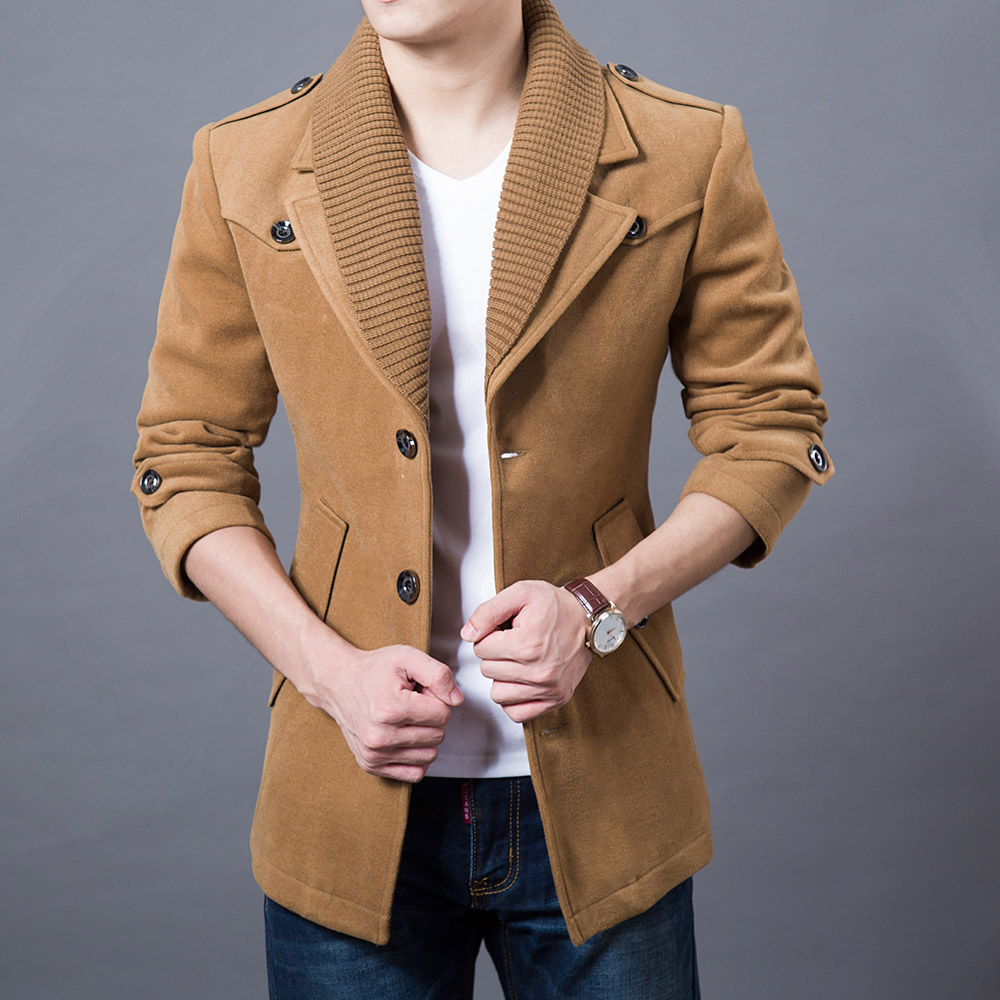 2015新款男士毛呢大衣中长款呢子大衣男韩版修身羊绒呢子风衣男潮