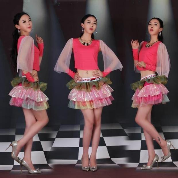 新款ds领舞服粉色个性现代舞蹈服装演出服舞台时尚女舞台歌手短裙