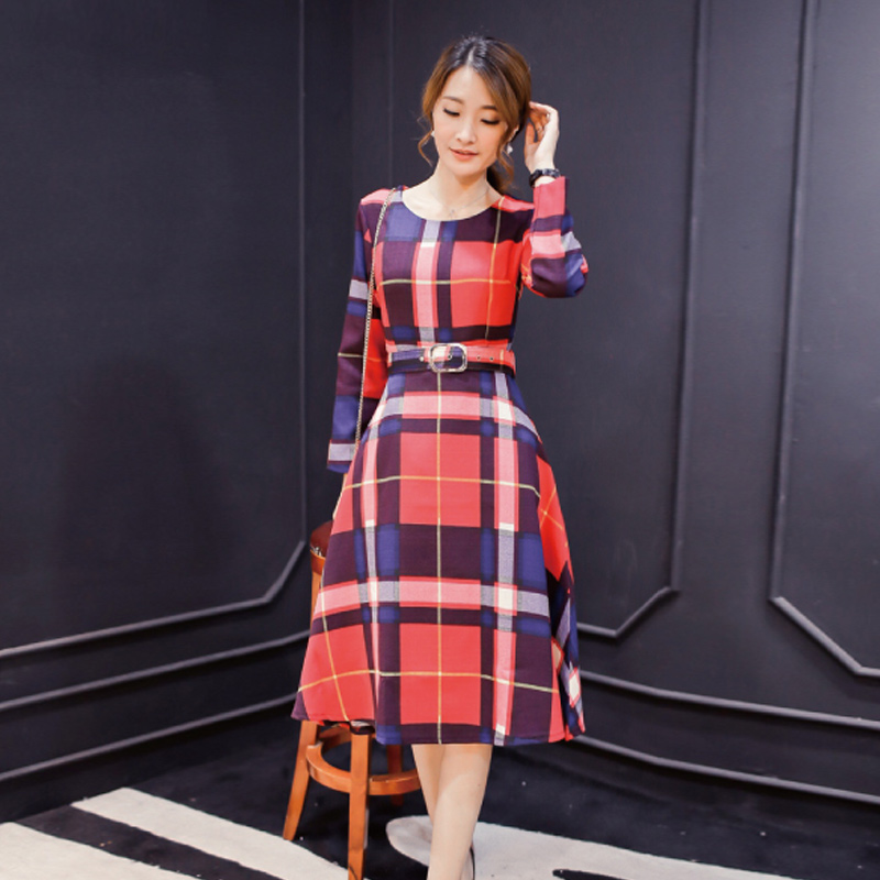 2015秋季女装新款韩版长袖打底裙修身显瘦中长裙秋冬装连衣裙女