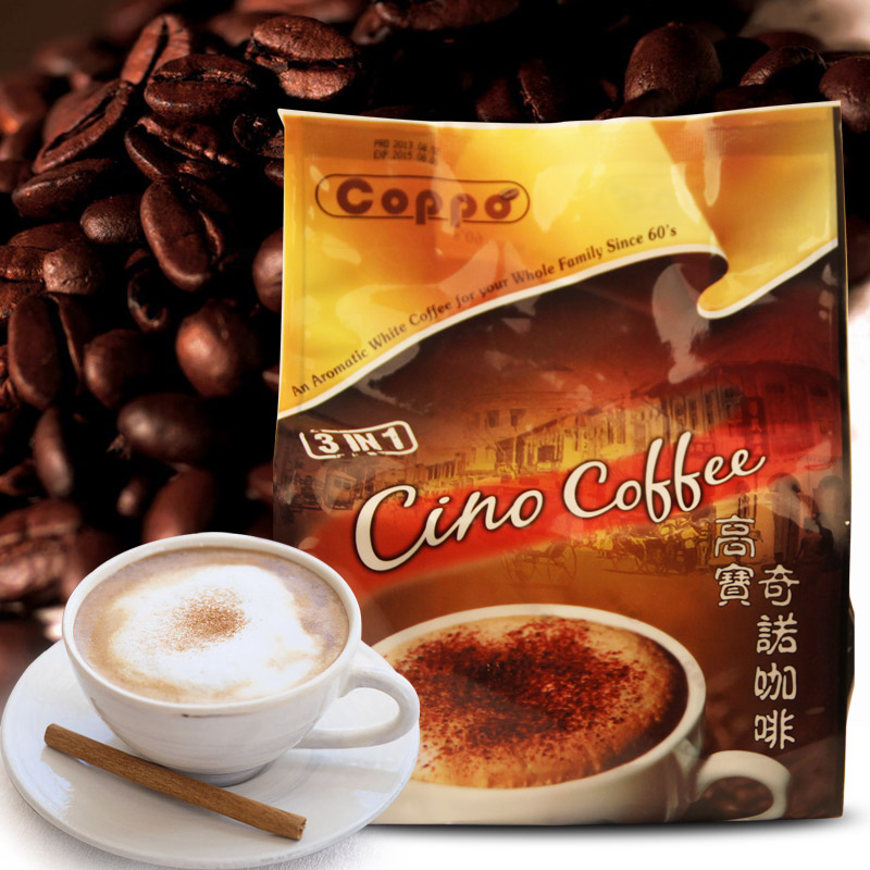 马来西亚高宝三合一奇诺即溶白咖啡办公休闲饮品大袋25g/包*12/袋