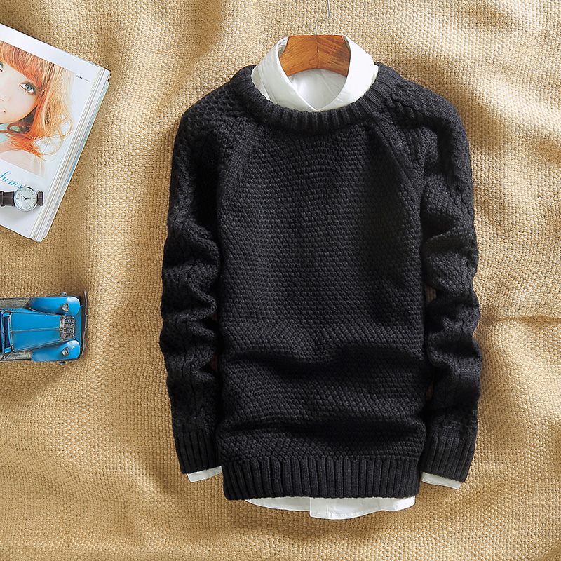 2015青少年冬季韩版毛衣男中学生修身针织衫毛线衫潮复古加厚毛衣