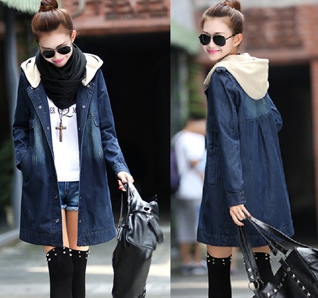 2015春秋装新款韩版女装大码修身显瘦中长款长袖牛仔风衣外套秋季