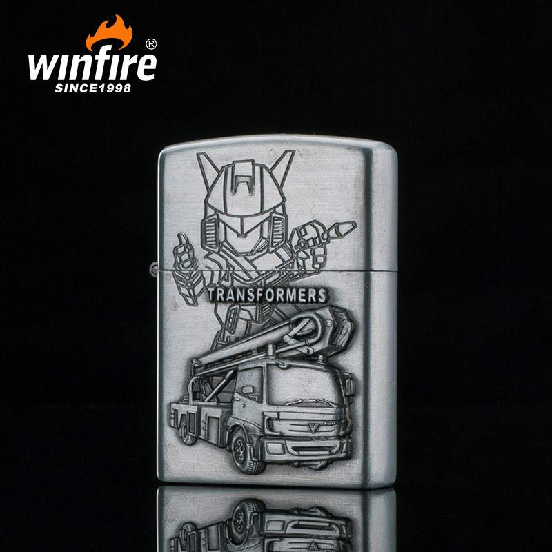 winfire兴丰老式复古煤油打火机男士创意个性超薄火机潮银色防风
