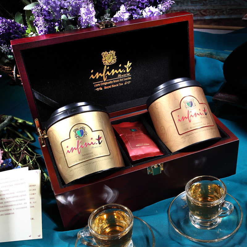 英菲尼 斯里兰卡进口茶叶锡兰红茶 工夫红茶木质礼盒送礼礼盒240g