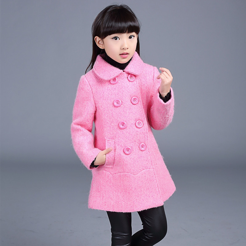 包邮2015韩版新品冬装新款大童呢子大衣女 童装冬季外套