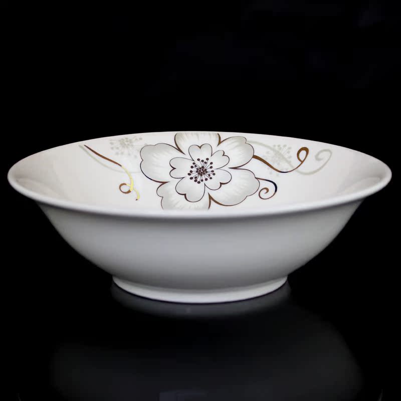 包邮创意护边碗陶瓷骨瓷米饭碗汤碗泡面碗菜碗大碗瓷碗 套装微波