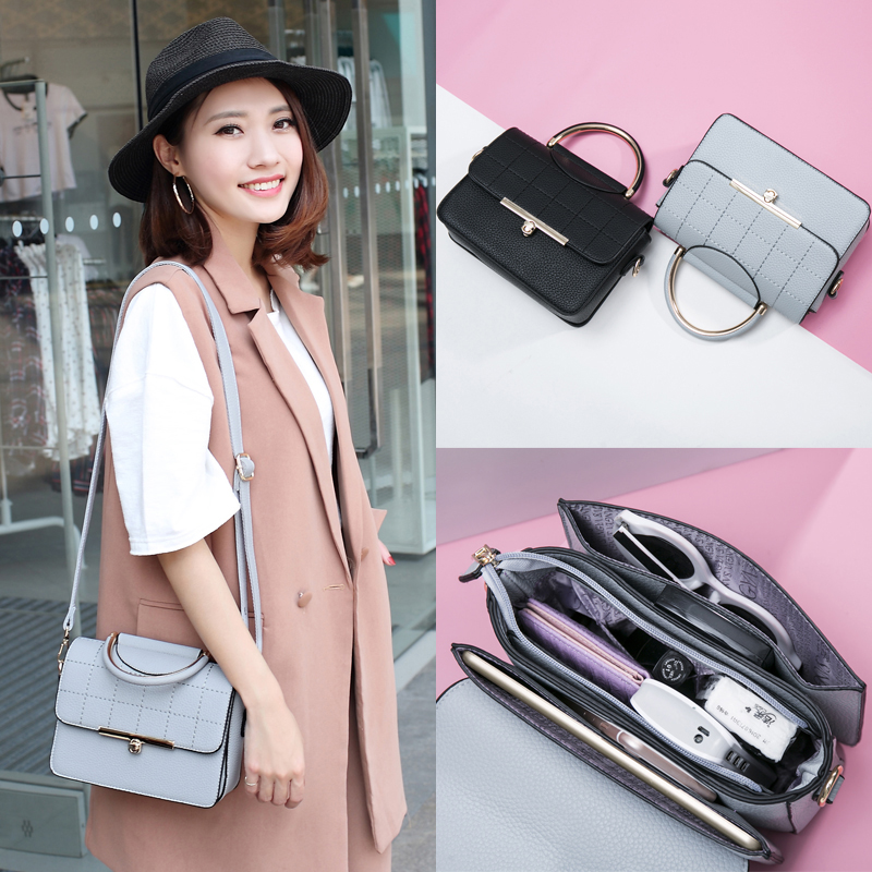 锁扣包2017韩版新款个性时尚女包休闲手提包简约百搭斜挎小方包包