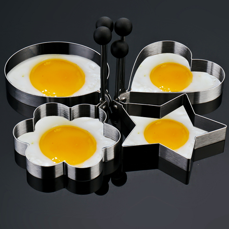 煎鸡蛋模具加厚不锈钢创意心形煎蛋器套装厨房煎蛋模具四件套包邮