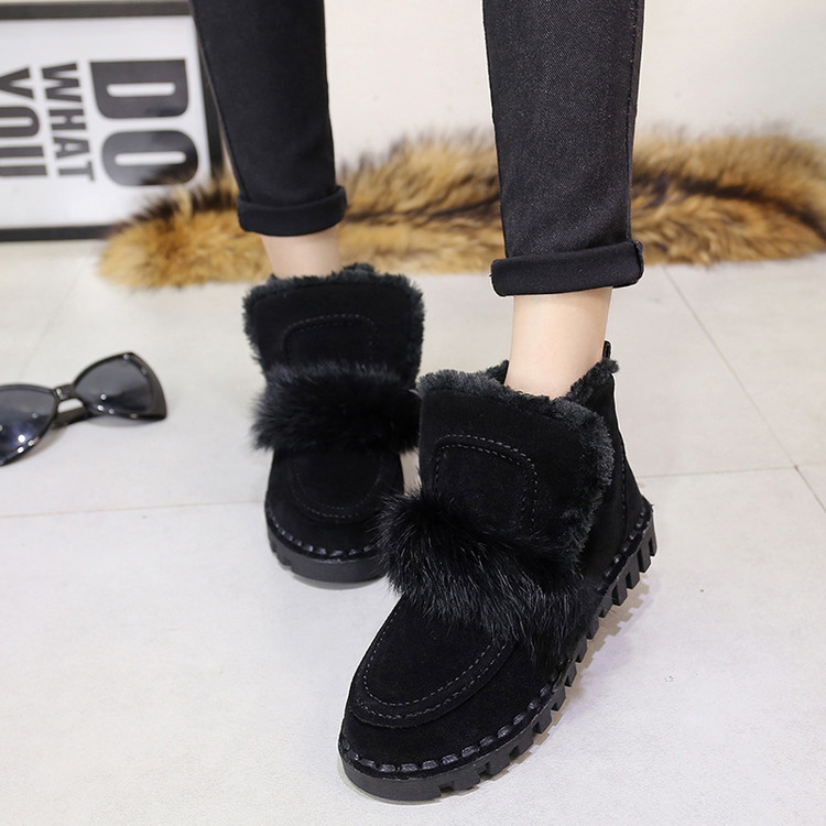 2015冬季新款韩版平跟短靴雪地靴休闲款平底防滑兔毛保暖鞋女棉鞋