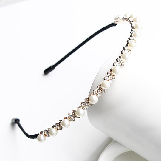 韩国白色珍珠镶钻水晶专柜正品细边发卡发箍简约时尚女生甜美头饰
