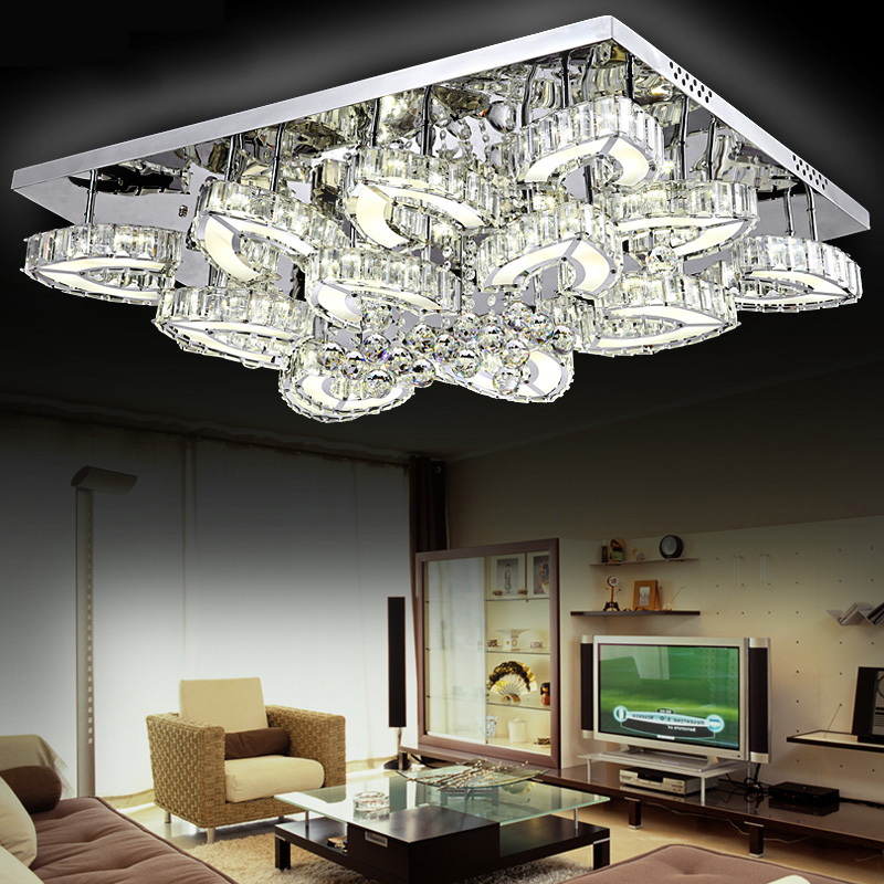 LED现代简约时尚轻奢不锈钢亚克力水晶吸顶灯卧室灯客厅灯餐厅灯