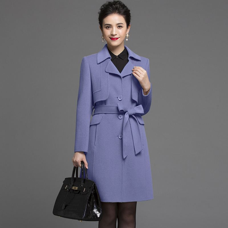 欧萱琪 2015秋季新品双面羊绒大衣正品羊毛呢子外套中长款女韩版