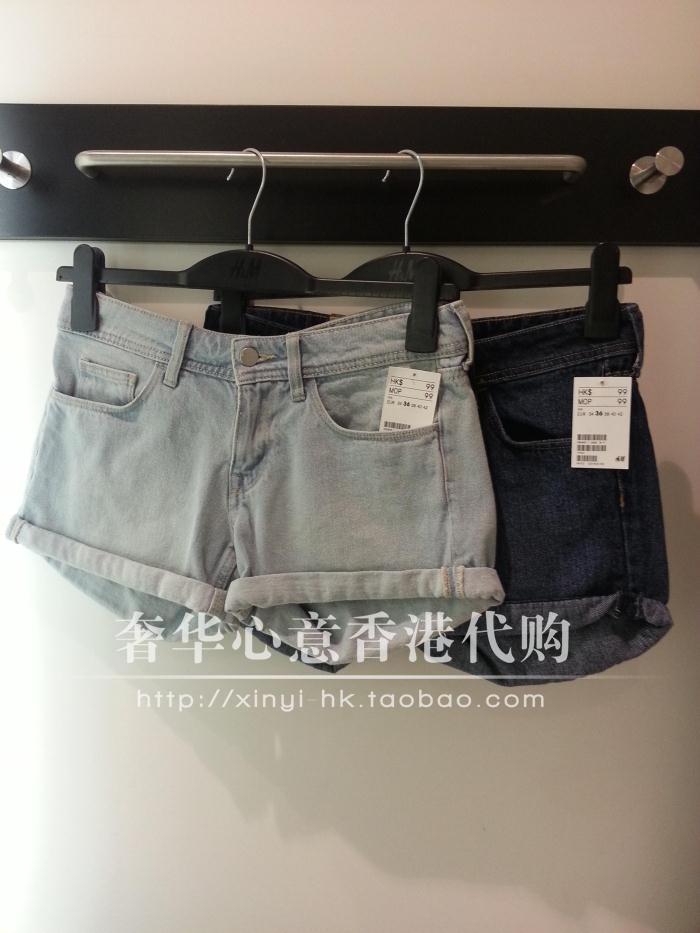 HM H&M香港代购 专柜正品 2015夏季新款卷边牛仔裤短裤热裤