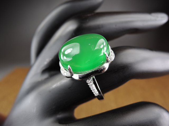 纯天然水晶戒指转运珠绿玛瑙戒指玉髓純銀鑲嵌指環女款饰品