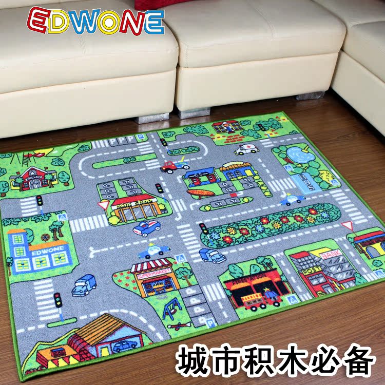EDWONE城市拼装积木场景必备游戏毯托马斯轨道火车玩具游戏爬行垫