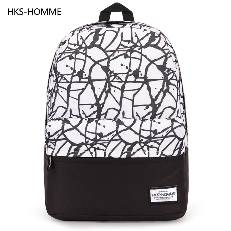 HKS－HOMME印花双肩包女学院风高中学生书包女韩版涂鸦背包旅行包