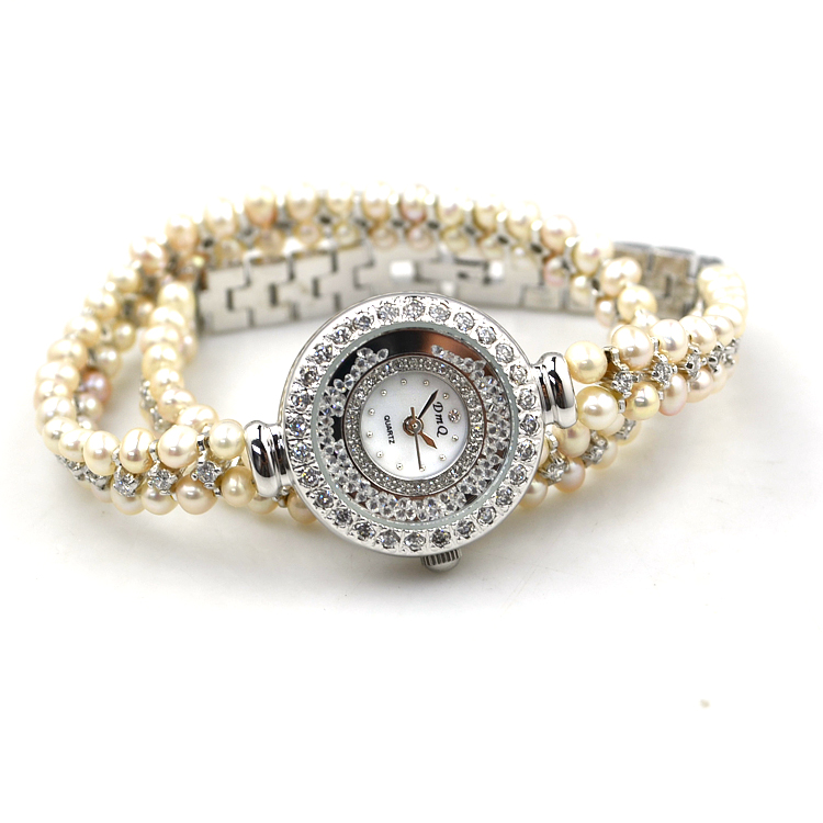 DMQ正品女士珍珠手表镶钻缠绕手链表时尚韩版手表手链饰品潮女表