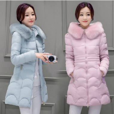 2016新款韩版秋冬中长款羽绒棉衣修身棉服女士保暖加厚外套包邮