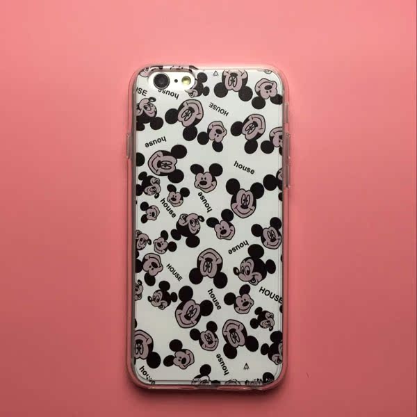 黑白卡通米奇苹果iPhone6/6plus手机壳米老鼠硅胶保护套全包软壳